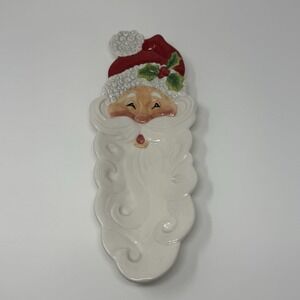 2005 Fitz & Floyd Snack Therapy Cracker Bread Tray SANTA FACE Server Plate